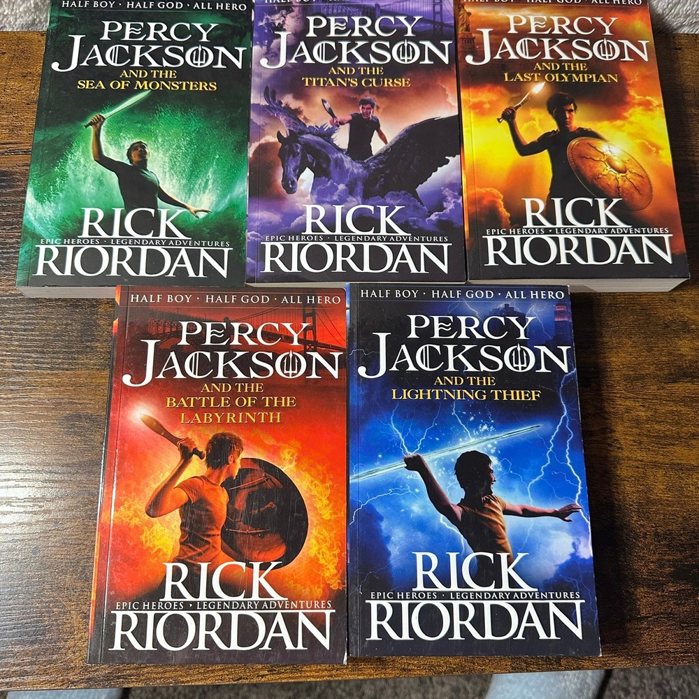 Percy Jackson Book Set Rick Riordan Complete Series 1-5 Paperback Mythology RARE